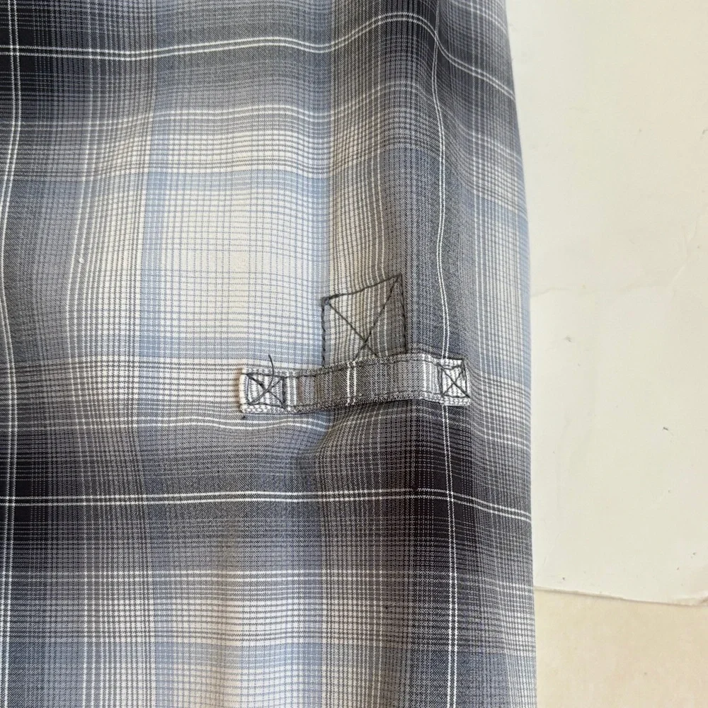 Ladies Duluth Trading Quick Dry Sun Protection Blue/Gray Plaid Shirt Size L - Picture 4 of 11